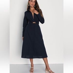 Navy Blue Midi dress cut out